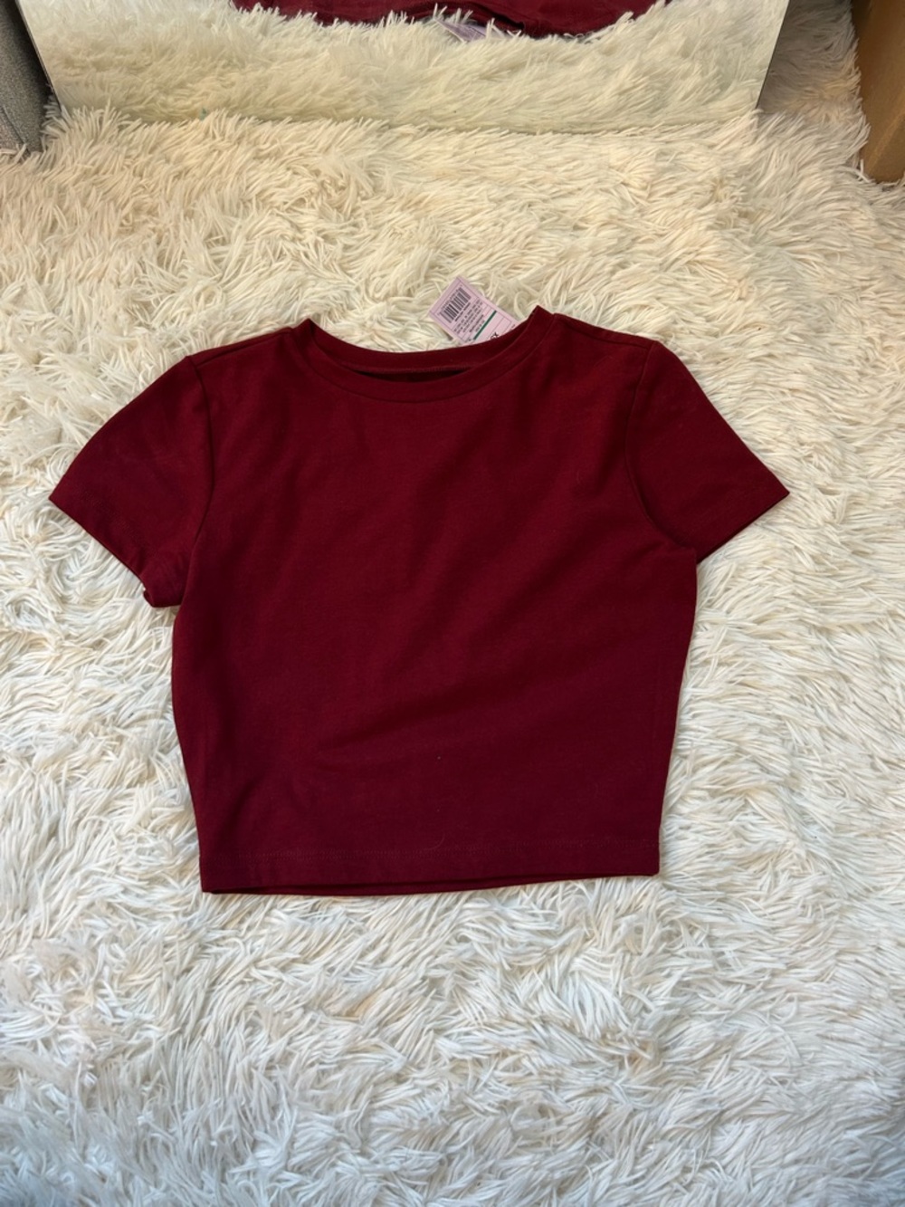 NWT wild fable Short Sleeve Crop Top - Burgundy Red